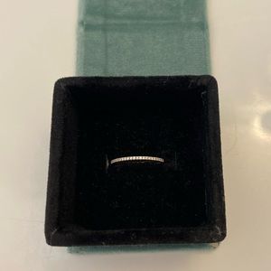 Local Eclectic Solid White Gold Simple Pave Diamond Band - Size 7